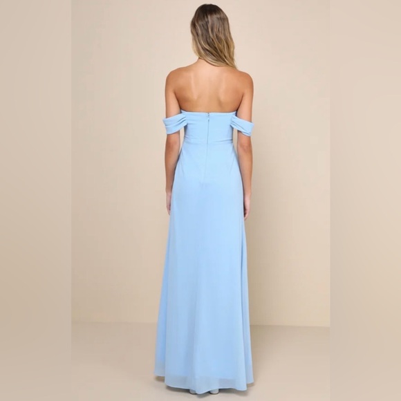 Lulus Magical Magnetism Navy Blue Off-the-Shoulder Maxi Dress M NWT - Picture 7 of 8